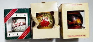 2*New Vintage Hallmark Glass Ball Ornament  1980 1987 Bundle Christmas - Picture 1 of 5