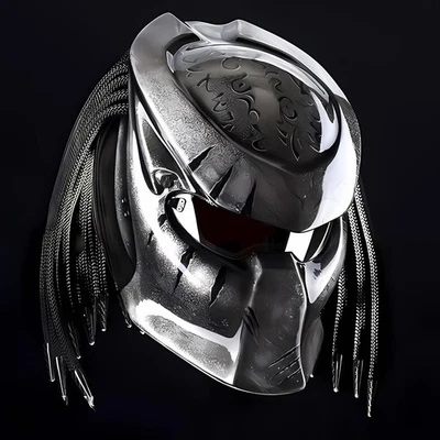 CASCO DE MOTO DEPREDADOR GRIETA PLATEADA (CERTIFICADO DOT & ECE) Foto 1 de 4