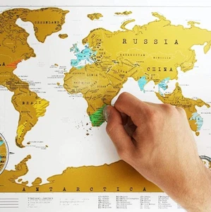 Cartel Mapa del Mundo 2009 Original Scratchies Personal Viaje Registro Regalo - Imagen 1 de 1