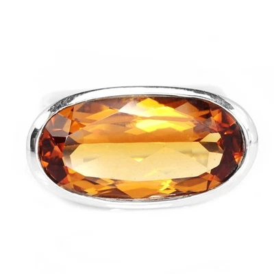 925 STERLING SILVER RING YELLOW HYDRO CITRINE OVAL CUT GEMSTONE SIZE 8 - Image 1 of 4