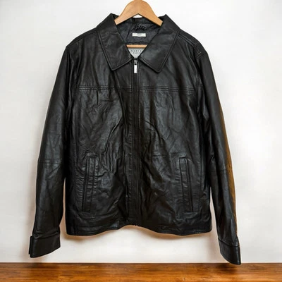 Perry Ellis Classic Lamb Leather Jacket Black Men’s Size Large New With Tags - Image 1 of 4