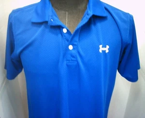 Under Armour Mens Polo Shirt Blue Short Sleeve Loose Size L Polyester - Picture 1 of 7