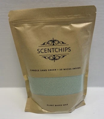 Scentchips® Kerzensand 500g HELLGRÜN  inkl. 30 loser Dochte OHNE Duft - Bild 1 von 3
