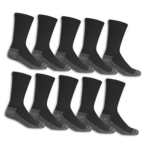 Men's Cushioned Durable Cotton Work Gear Socks with Moisture Wicking 6-12 Black - Picture 1 of 4