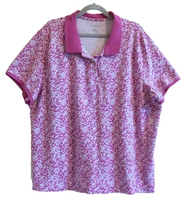 Talbots Pink Floral Women's Cotton Blend Polo Blouse Top T-Shirt SZ 3X EXCELLENT - Picture 1 of 2