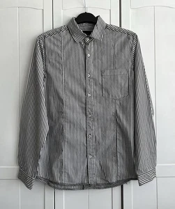 Next Mens Black & White Striped Cotton Shirt Size Medium - Picture 1 of 7