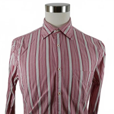 Camisa Express Para Hombres Calce Clásico Abotonada Roja Negra Blanca Rayas M Foto 1 de 4