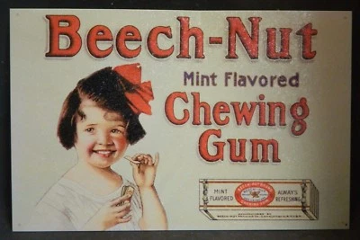 Retro Beech-Nut Mint Flavored Chewing Gum Tin Sign 15.75" x10.25" Reproduction - Image 1 of 4