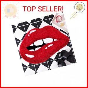 Panstar Red Lips Bathroom Rug, Cute Funny Biting Lips Shaped Bath Mat Non Slip A - Picture 1 of 2