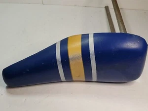 VINTAGE TROXEL BANANA BICYCLE BIKE SEAT - BLUE W/ YELLOW & WHITE STRIPES - Picture 1 of 11