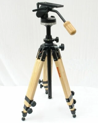 Vintage Billingham Reporter 355 50” treppiede in legno di frassino + testa bidimensionale - con scatola - Immagine 1 di 4