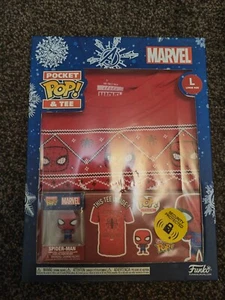 Pocket Pop & T shirt Funko Spiderman Marvel Christmas T-Shirt Kids L Age 10-11 - Picture 1 of 2