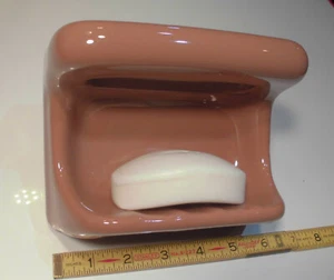 Vintage *Reddest Brown* Glossy Ceramic Soap Dish & Grab Bar; By Crown Japan NOS - Picture 1 of 12