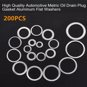 200Pcs Automotive Metric Oil Drain Plug Aluminum Flat Washer Assortment Kit - Picture 1 of 4