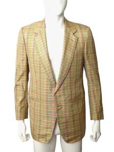 GIVENCHY- 1980s Silk Windowpane Blazer, Size Large - Picture 1 of 4