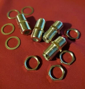 RG6 RG59 F Type Silver(4) Female-Female Barrel Coax-Coupler w/Nuts n Washers USA - Picture 1 of 2