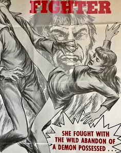 SINGLE FIGHTER 1974 KUNG FU ORIGINAL MOVIE POSTER Girl Kicks His Kisser! GREAT! - Picture 1 of 3