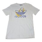 NWT Adidas T-Shirt Boys Sz XL Trefoil Art Tee Logo White Yellow Blue Cotton 