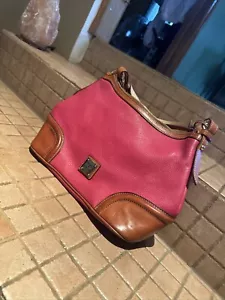 Women's Authentic Dooney & Bourke Hot Pink Pebbled Leather Large Hobo Bag - Picture 1 of 15