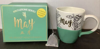 MAY Birth Flower Series Lily Cup Mug w/ Tea Infuser Ceramic NIB Cypress Refresh - Image 1 of 4