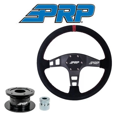 Volante plano de gamuza PRP a rayas rojas/buje de liberación rápida para John Deere Gator Foto 1 de 4