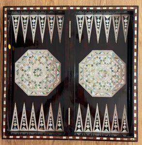 Handmade, Wooden Backgammon Board, Wood Chess Board, Mother of Pearl Inlay (21") - Picture 1 of 20