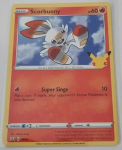 Pokemon SCORBUNNY 25th Anniversary McDonald's 16/25 NON-HOLO Promo Card 2021  - Picture 1 of 1