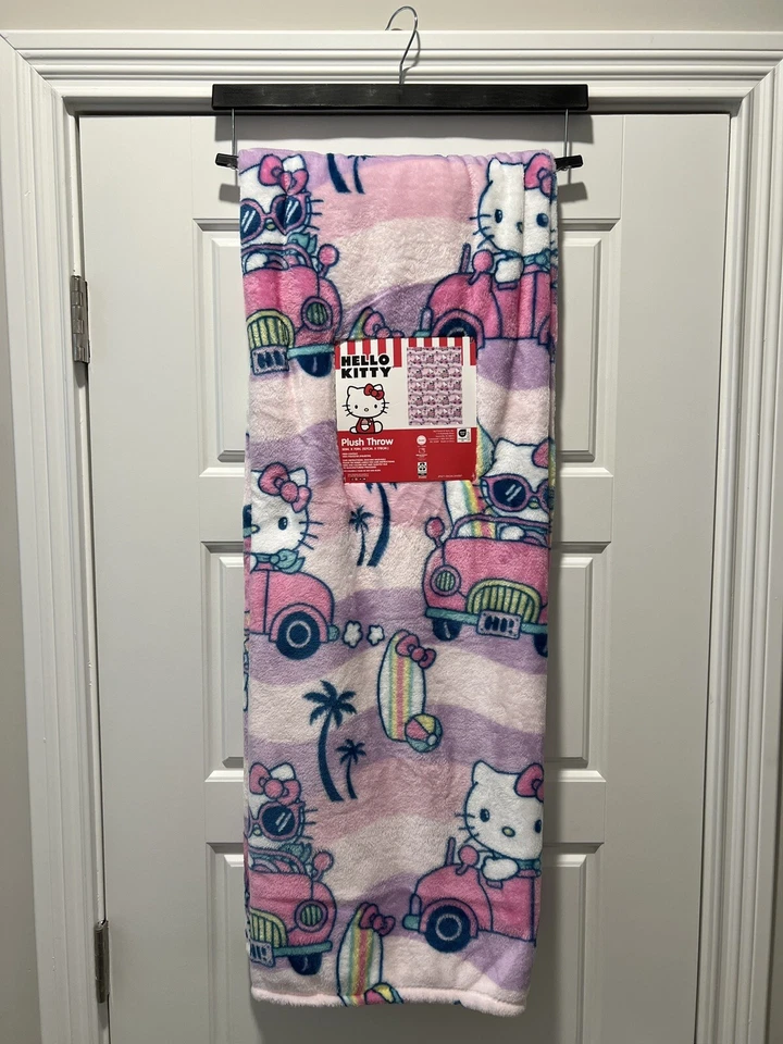 Hello Kitty Rosa Coche Playa Olas Tabla de Surf Verano Púrpura 50 x 70" Manta Foto 1 de 4