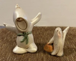 Halloween Ghosts Ceramic Creepy But Adorable 1 Ghost Is 4” & 1 Is 2.5” Faceless - Picture 1 of 6