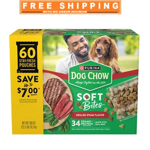 Purina Dog Chow Grilled Steak Flavor Adult Soft Bites Dog Food 60 ct. - Picture 1 of 9
