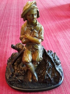 ANTIQUE, BORGHESE VICTORIAN GIRL W/AXE, FIGURINE, VG PREOWNED COND. 6"W × 7"T. - Picture 1 of 11
