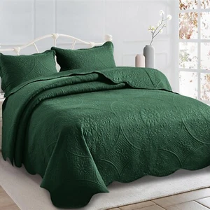 Floral Bedspread Bedding Set 3 Piece Coverlet Lightweight Size Throw Queen King - Picture 1 of 87