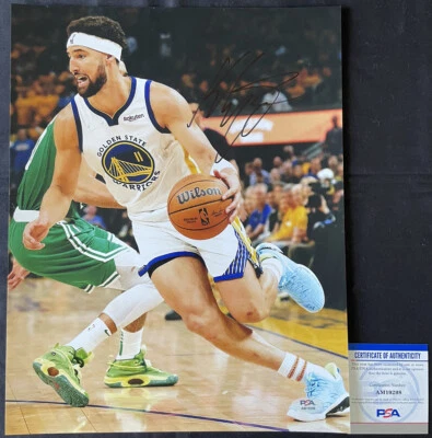 KLAY THOMPSON SIGNED AUTOGRAPHED COA JSA 11X14 PHOTO GOLDEN STATE WARRIORS 2 - Image 1 of 2