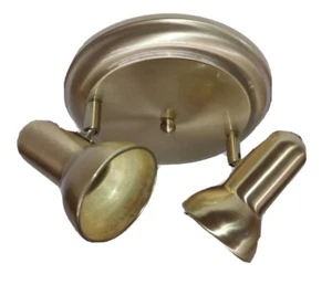2 Light Spot Round Satin Brass Ceiling Adjustable Indoor Track e27 - Picture 1 of 6