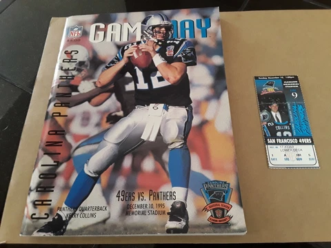 Football NFL Game Day Magazine Ticket Stub 1995 Carolina Panthers vs 49rs Sports Cover