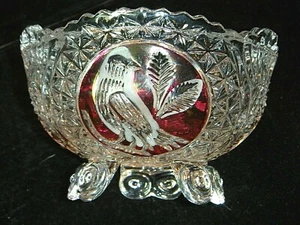Hofbauer Ruby Byrdes Lead Crystal 5" 3-Toed Footed Bowls, 2 are Available - Picture 1 of 9