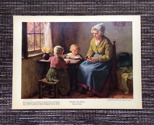 RARE VINTAGE 1942 Bernhard (Bernard) Pothast Linen Print: Ending the Meal - Picture 1 of 2