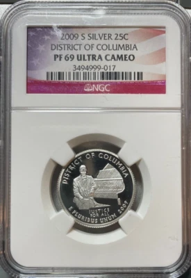 2009-S Silver 25C District of Columbia NGC PF69 Ultra Cameo - Image 1 of 2