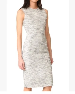 Vestido Theory Eano Branson Tweed Cambio Midi Talla Pequeña Negro Blanco Gris Foto 1 de 4