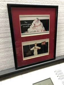 Vintage Coca Cola Post Cards Framed and Matted In Black 8 X 10 Frame and Glass - Picture 1 of 4