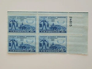1952 US Stamps American Automobile Association 3c Block of 4 Scott #1007 MNH OG - Picture 1 of 3