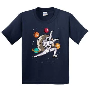 Boys Figure Skating Shirt - Figure Skating Astronaut Outer Space Kids T-Shirt - Picture 1 of 4
