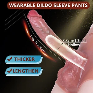 Silicone Strap-on Hollow Dildo For Male Penis Pants Delay Ejaculation Sex Toys - Picture 1 of 2