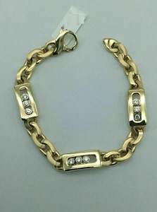 Brazalete de diamantes simulados de corte redondo de 2,00 quilates enchapado en oro amarillo de 14 quilates para hombre - Imagen 1 de 6
