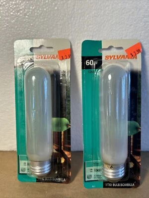 LOT OF 2 SYLVANIA T10 BULB 60W 120V INDOOR 1000HRS STANDARD BASE - Image 1 of 4