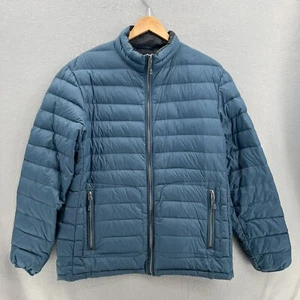 Buffalo David Bitton Mens Packable Down Puffer Jacket Size Large Quilted Blue - Picture 1 of 10