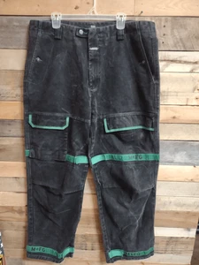 Pantalones de mezclilla de colección Marithe Francois Girbaud negros con cinta adhesiva 40x34 pierna ancha - Imagen 1 de 7