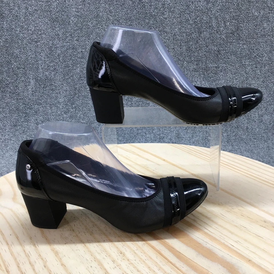 Anne Klein Heels Womens 10 M Guardian Casual Slip On Heels Pumps Black Leather - Image 1 of 4