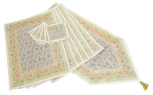 13 PC Table Runner White Indian Banarasi Silk Brocade Paisley Decor Dining Cloth - Picture 1 of 1