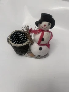 Schneemann 6" mit Holzkorb Weihnachtsdekoration - Bild 1 von 4